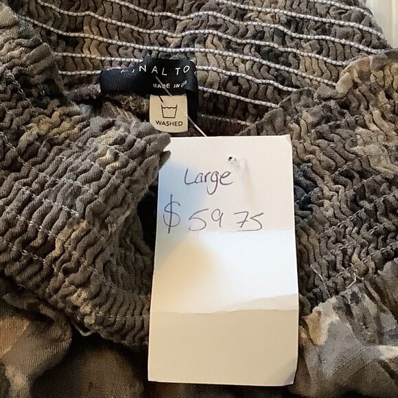 NWT Final Touch loose pants floral grey gauze wide leg - Picture 7 of 7